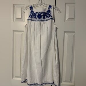 J. Crew White and Blue Sleeveless Halter Sundress